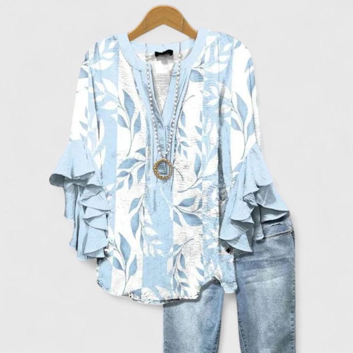 Juria - Floral Print Ruffle Sleeve Blouse