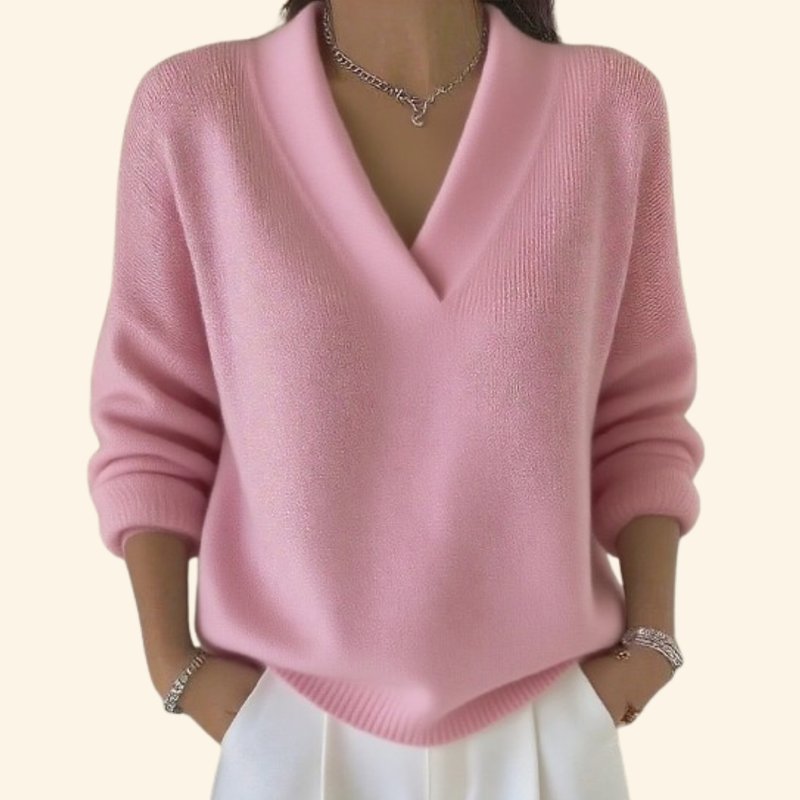 Taleena - V-neck And Long Sleeve Sweater