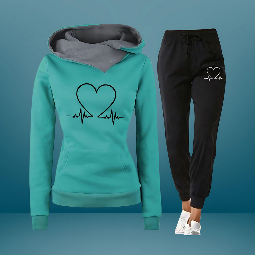 Nimue - Heart Printed Tracksuit 2 Piece Set