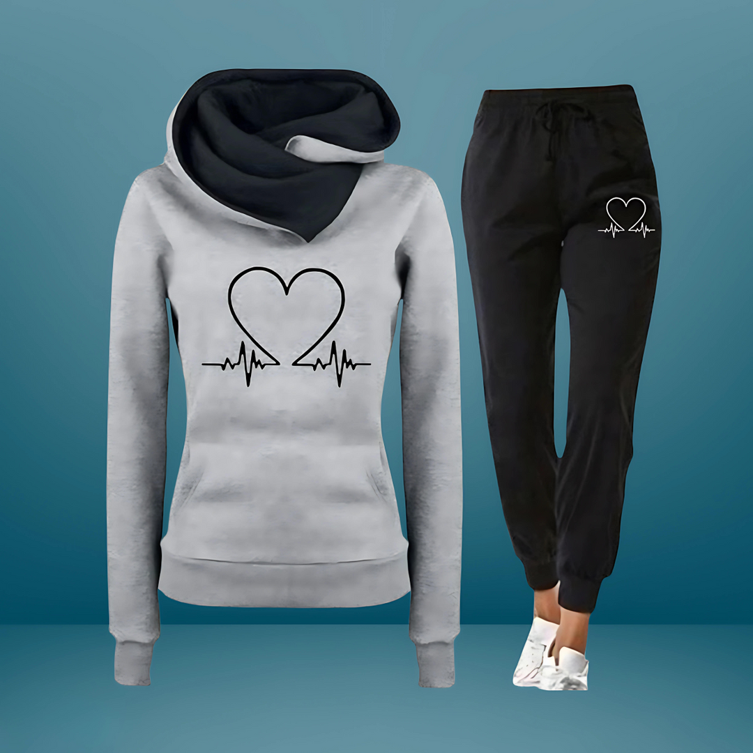 Nimue - Heart Printed Tracksuit 2 Piece Set