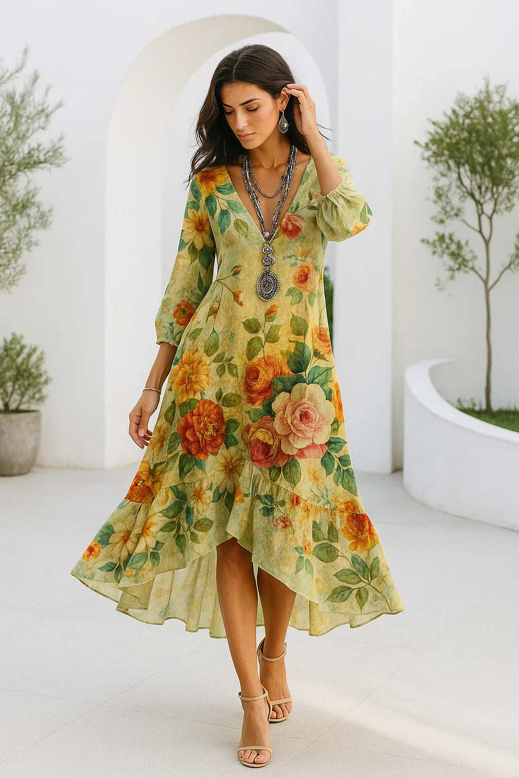 Debra - Floral Printed Maxi Dress