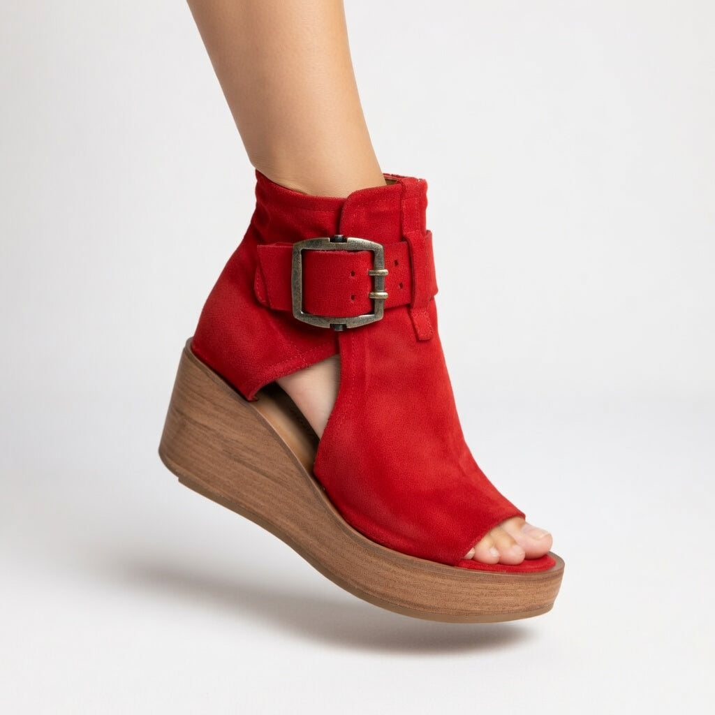 Runske - Wedge Sandals With Ankle Strap Buckle