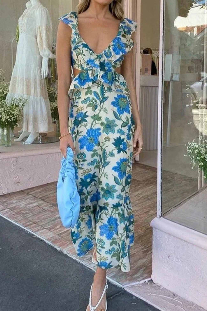 Braelynn - Elegant Long Sleeveless Dress With Ruffles