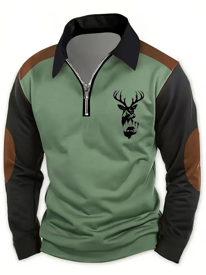 Quenmir - Deer Graphic Long Sleeve Shirt