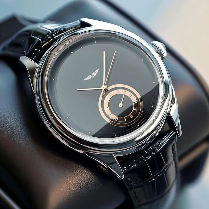 AurexTime - Classic Two Tone Gold Dial Leather Watch