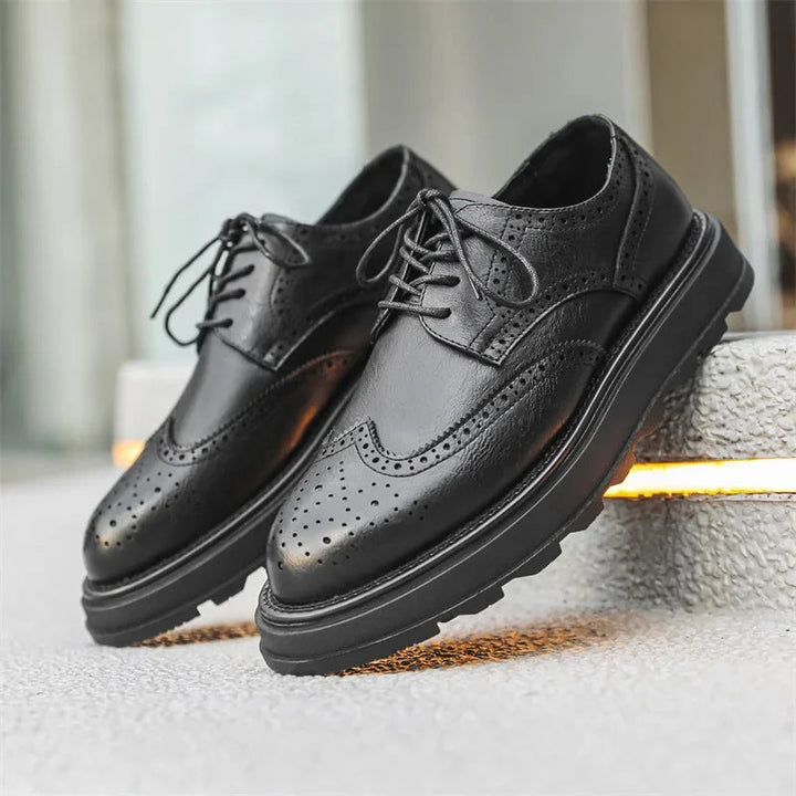 Alehan - Leather Derby Shoes With Lug Sole