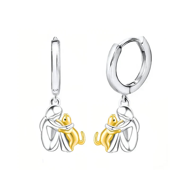 GoldenHug - Earrings With Cat Icon Round Closure
