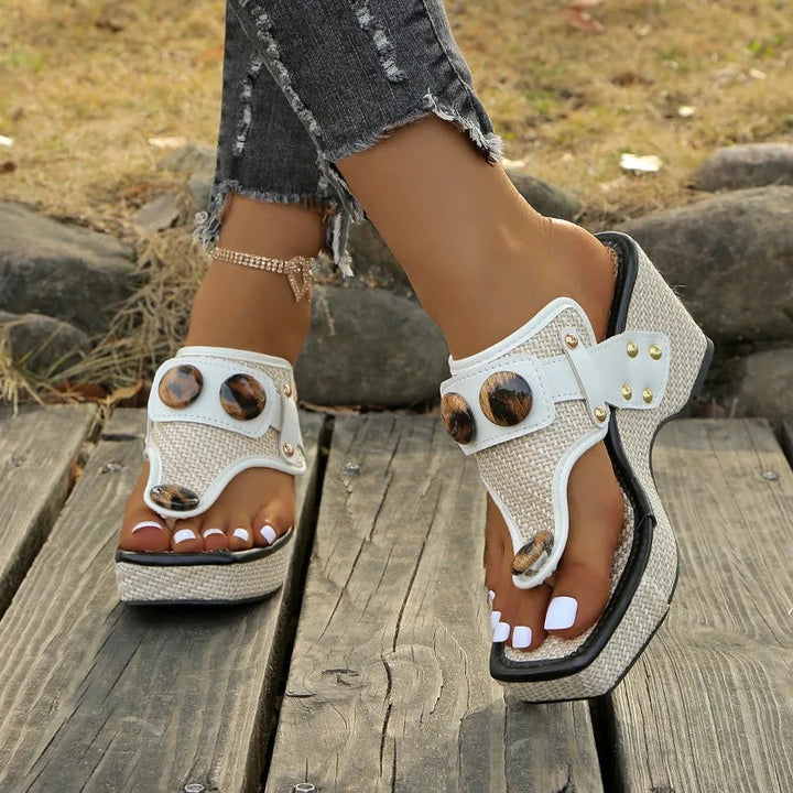 Zesika - Woven Wedge Thong Sandals