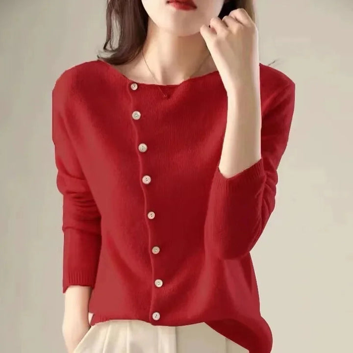 Huerta - Elegant Knitted Cardigan With Button