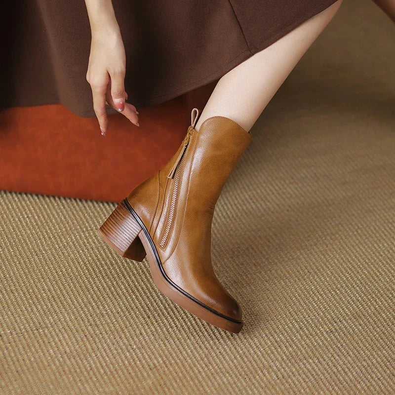 Marcy - Elegant Ankle Boots With Block Heels