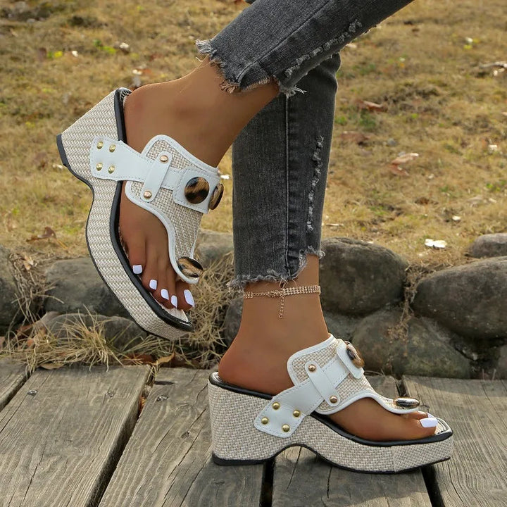 Zesika - Woven Wedge Thong Sandals