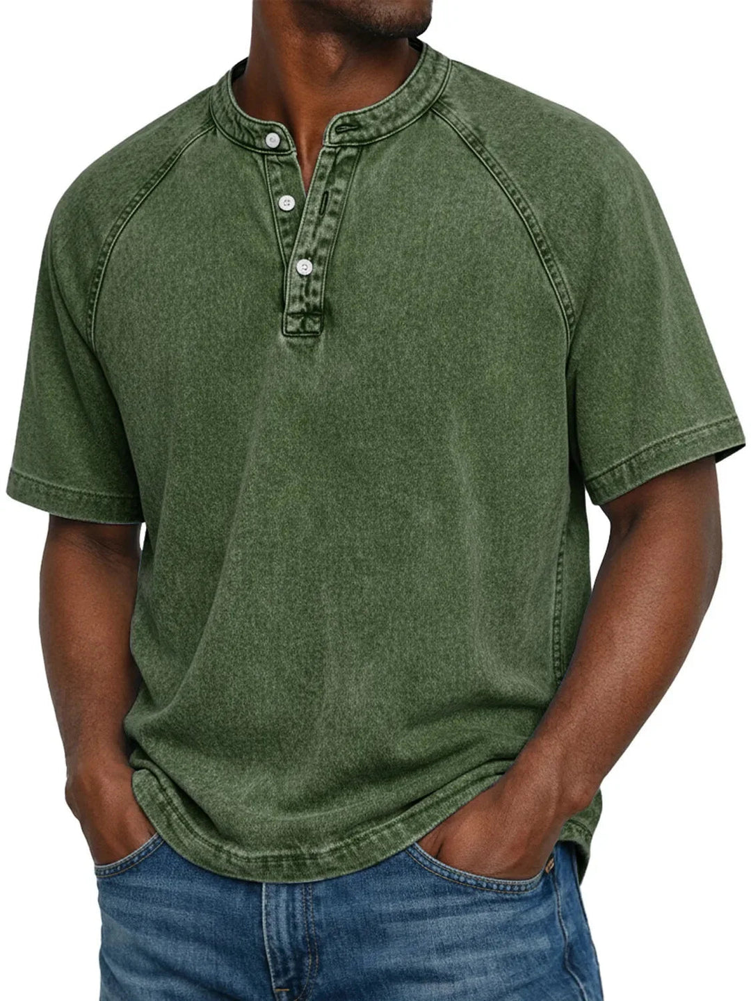 Misael - Vintage Washed Short Sleeve Henley T-Shirt