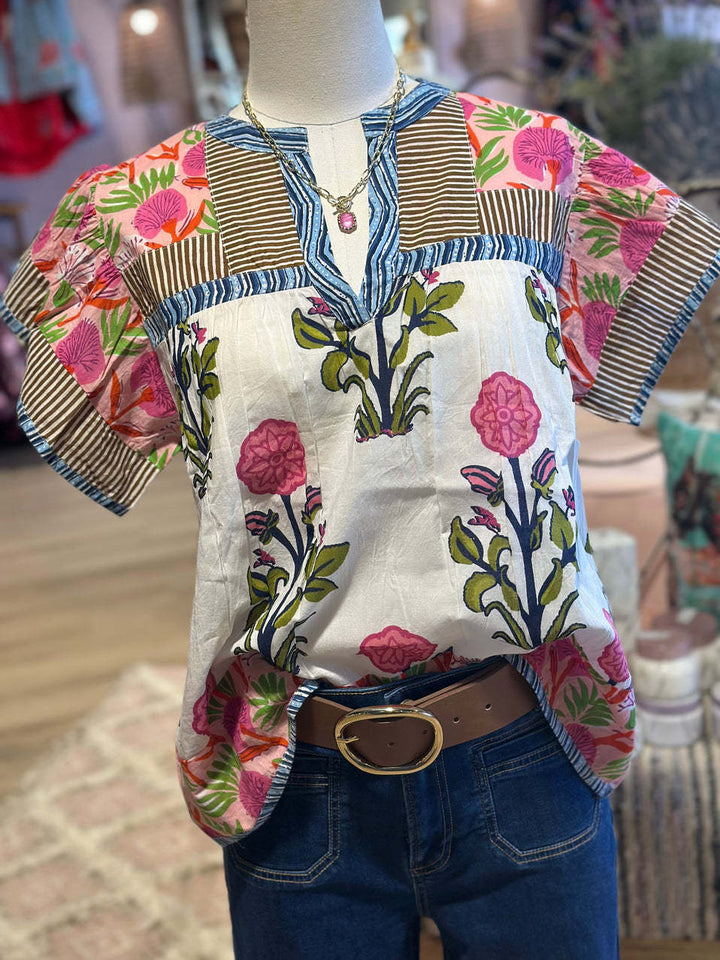 Minta - Casual Floral Print Blouse