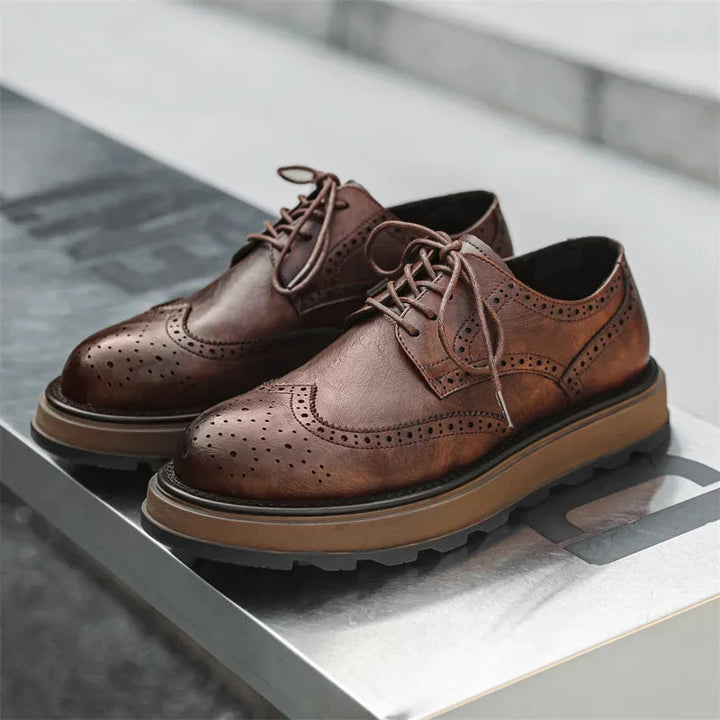 Alehan - Leather Derby Shoes With Lug Sole