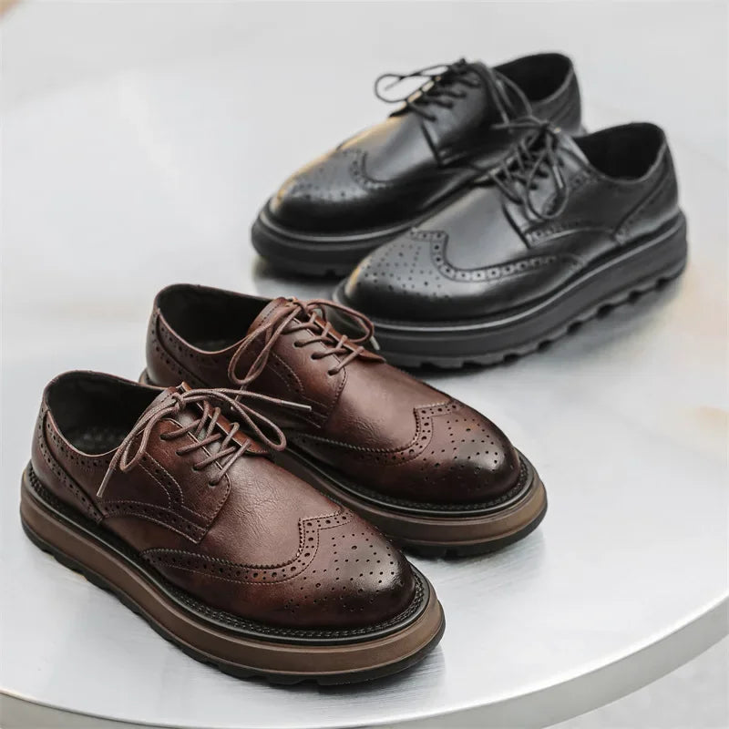 Alehan - Leather Derby Shoes With Lug Sole