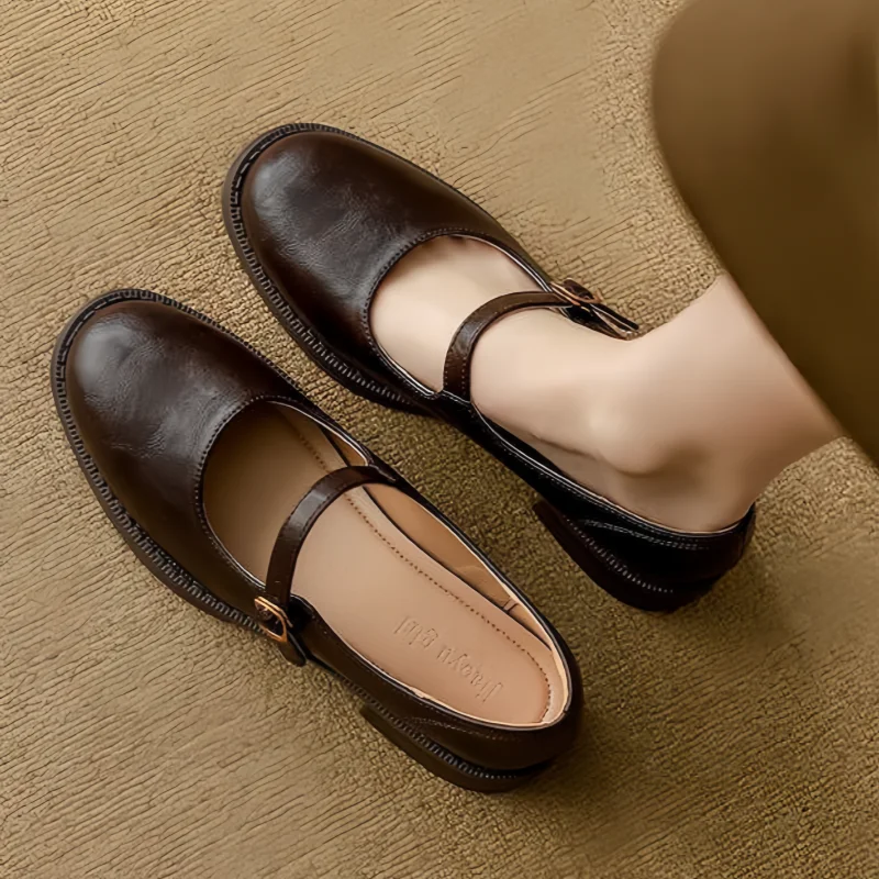 Donia - Comfortable Leather Shoes With Strap