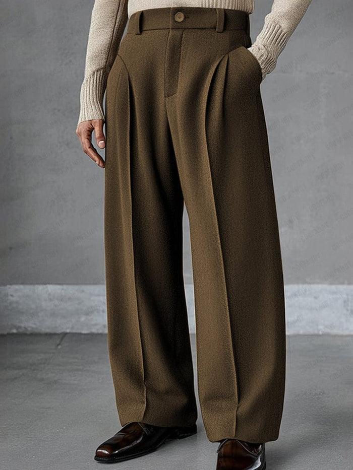 Sunnis - High Waist Pleated Wide Leg Tailored Trousers