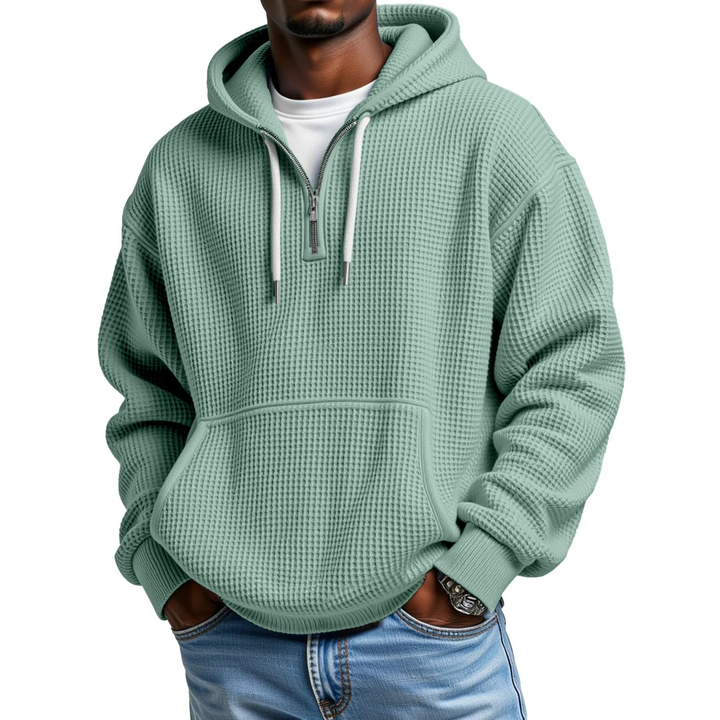 Frejaalina - Waffle Knitted Long Sleeve Hoodie