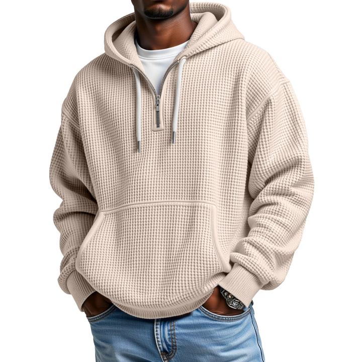 Frejaalina - Waffle Knitted Long Sleeve Hoodie