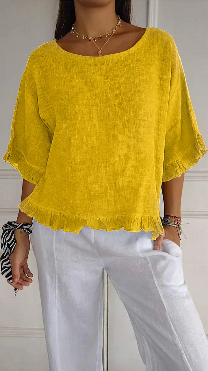 Patsy - Round Neck Linnen Blouse