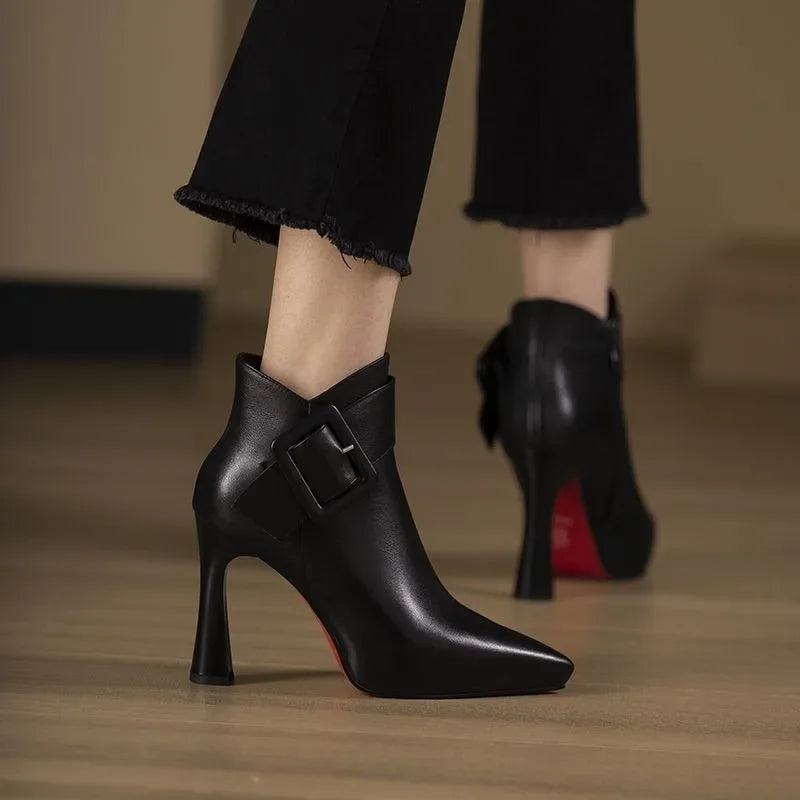 Arielah - Pointed-Toe Boots With Buckle Strap