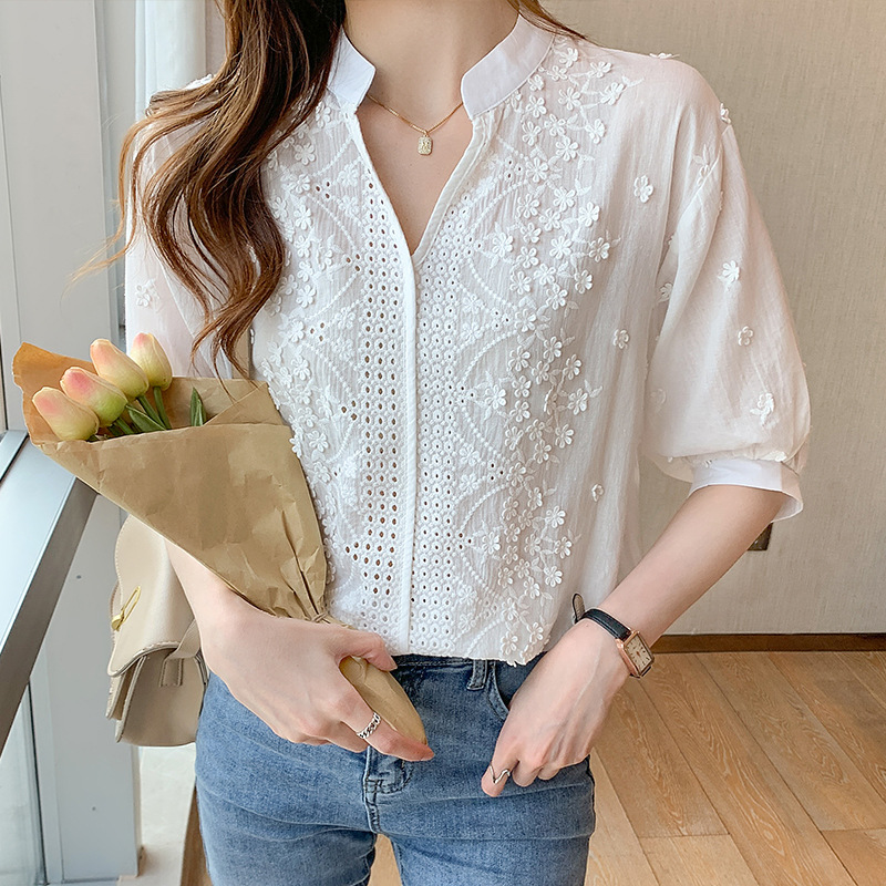 Elisabete - Casual V-Neck Knitted Blouse