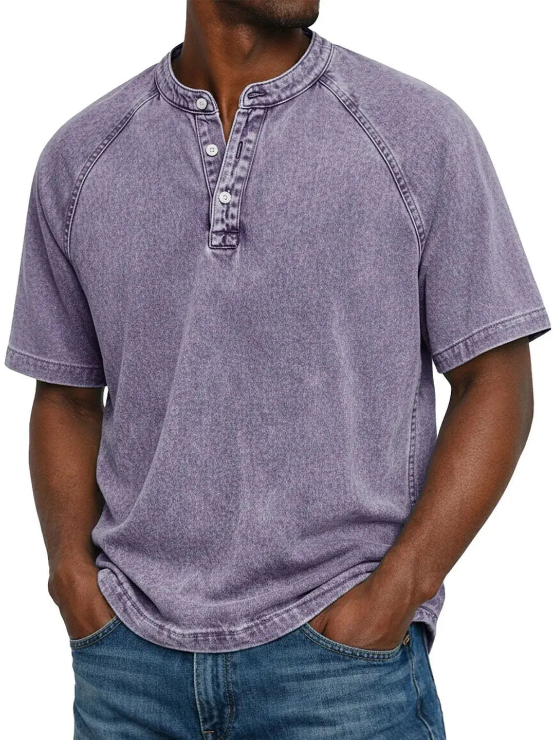 Misael - Vintage Washed Short Sleeve Henley T-Shirt