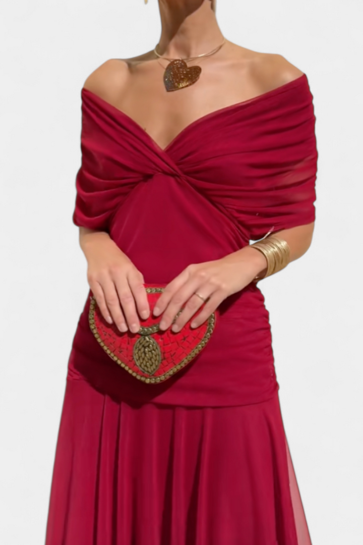 Rawan - Chiffon Off Shoulder Maxi Dress