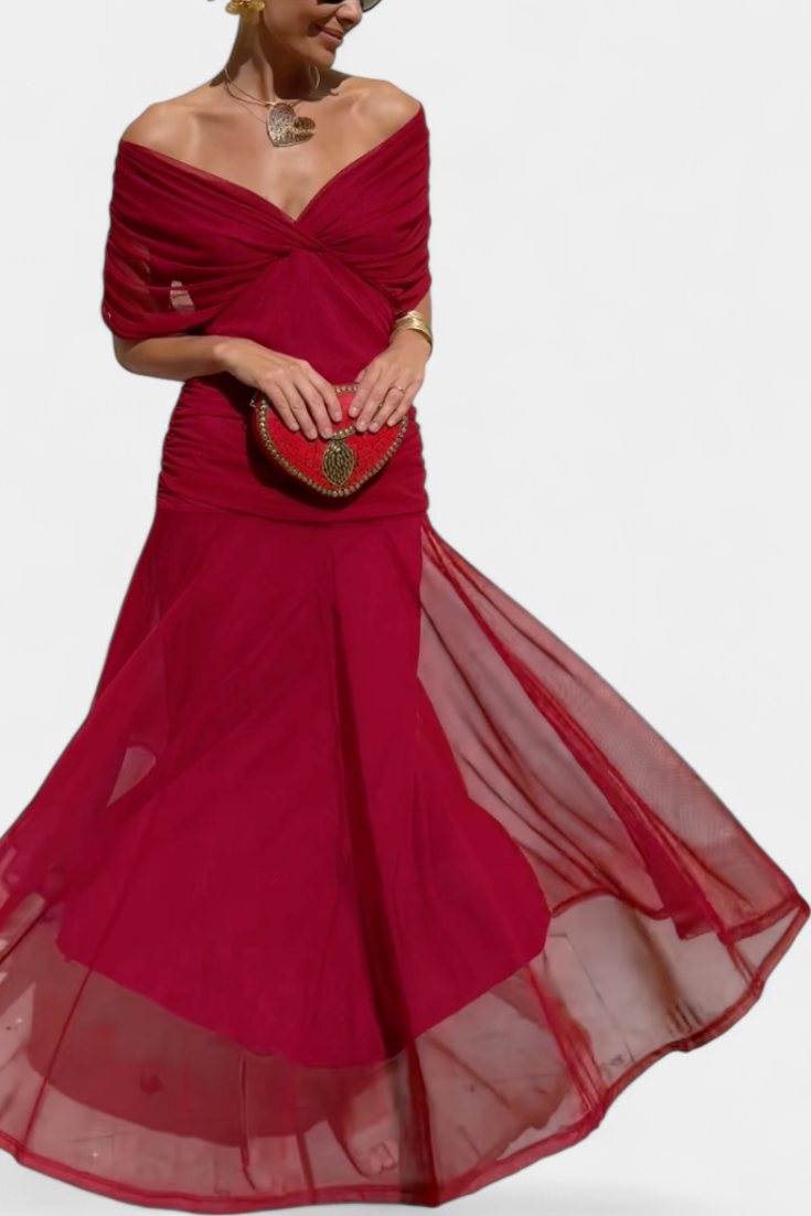 Rawan - Chiffon Off Shoulder Maxi Dress