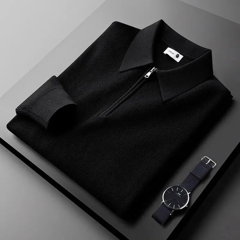 Mariander - Collared Quarter Zip Knit Sweater