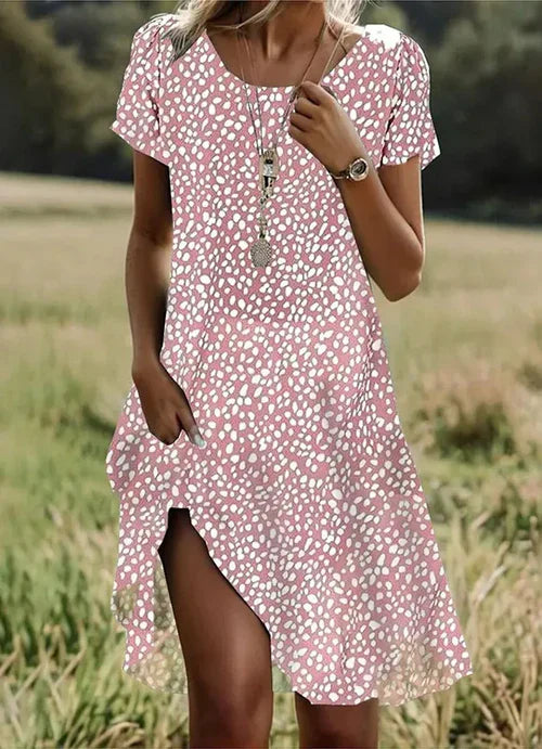 Giovana - Elegant Short Sleeve Midi Dress