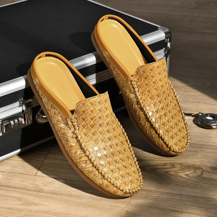 Efim - Casual Woven Pattern Leather Half Slippers