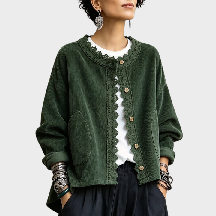 Belletta - Elegant Long Sleeve Jacket With Lace Trim