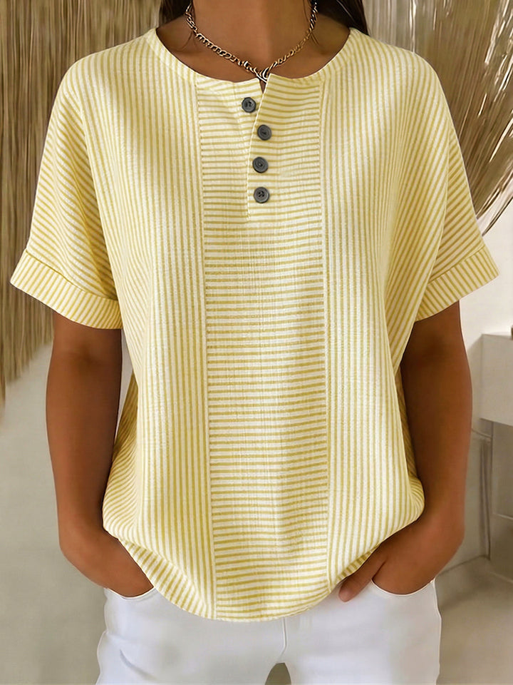 Ilenia - Elegant Striped Button Up Top