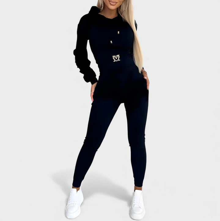 Maayan - Casual Long Sleeve Hoodie And Trouser Two-Piece Set