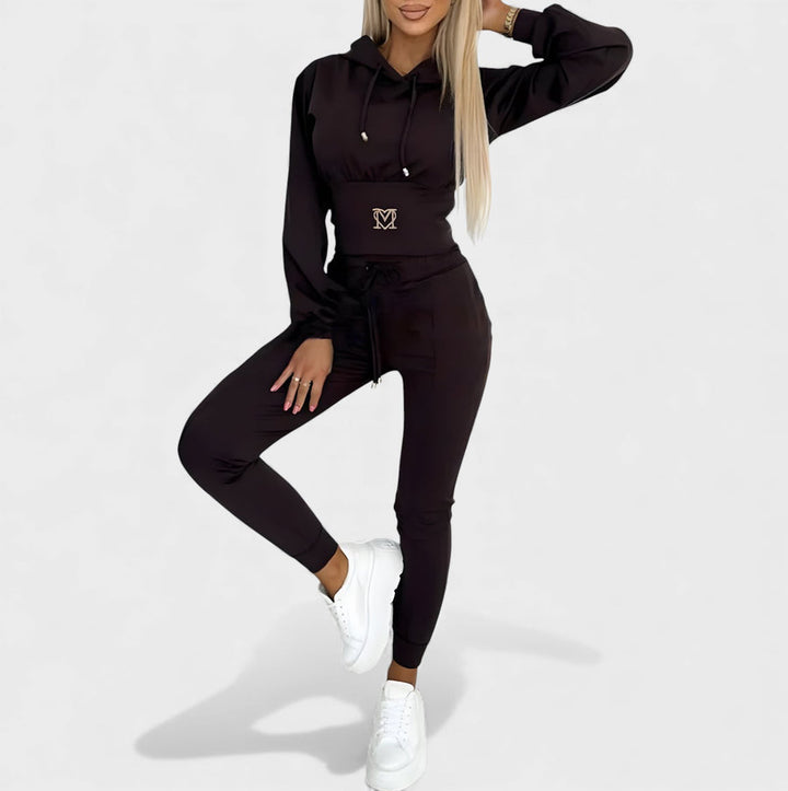 Maayan - Casual Long Sleeve Hoodie And Trouser Two-Piece Set