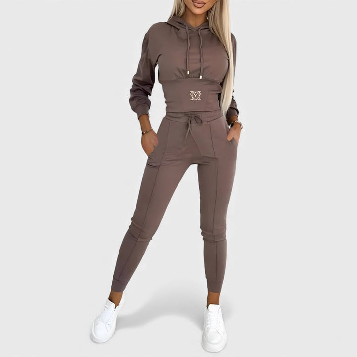 Maayan - Casual Long Sleeve Hoodie And Trouser Two-Piece Set
