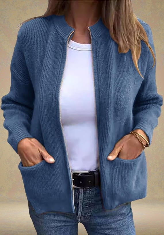 Marsha - Autumn Cardigan With Zipper