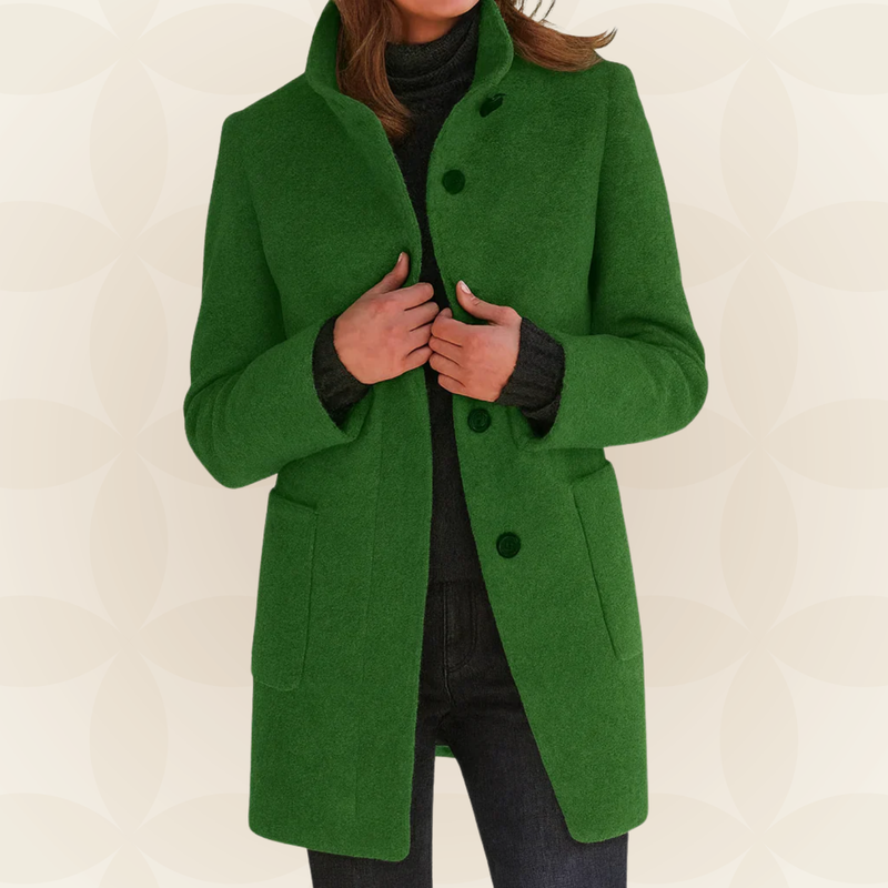 Sylvis - High Collar Longline Button-Up Coat with Pockets