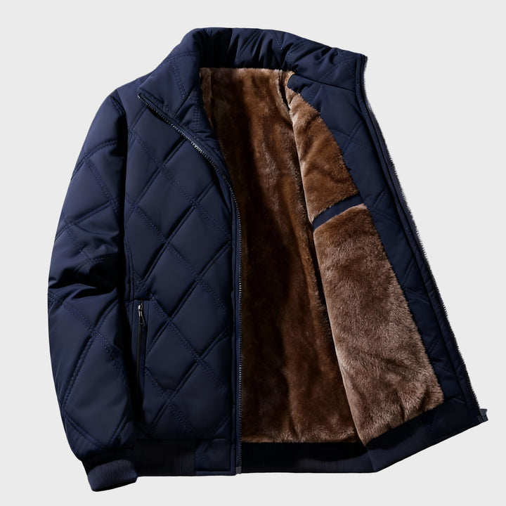 Grisson - Diamond Pattern Jacket with Stand-Up Collar