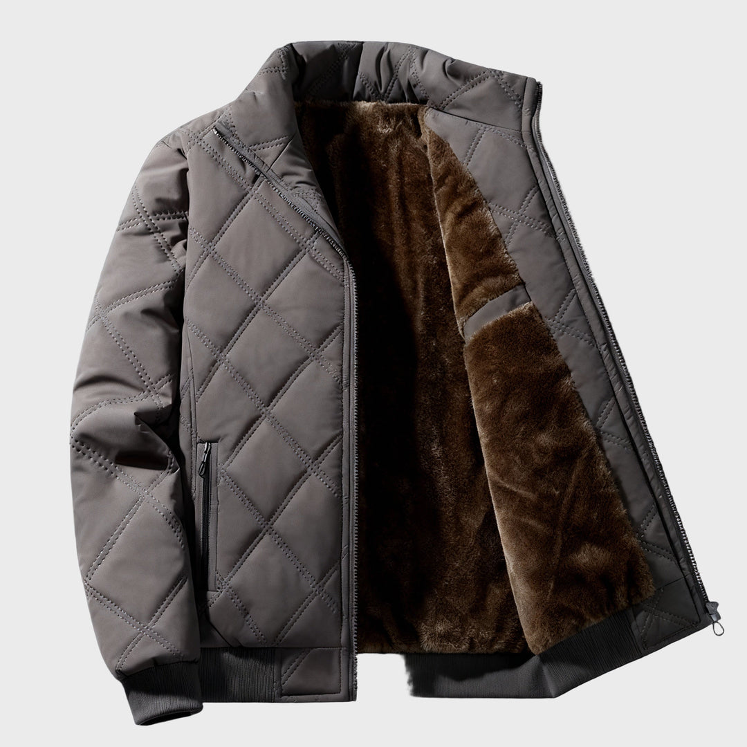 Grisson - Diamond Pattern Jacket with Stand-Up Collar