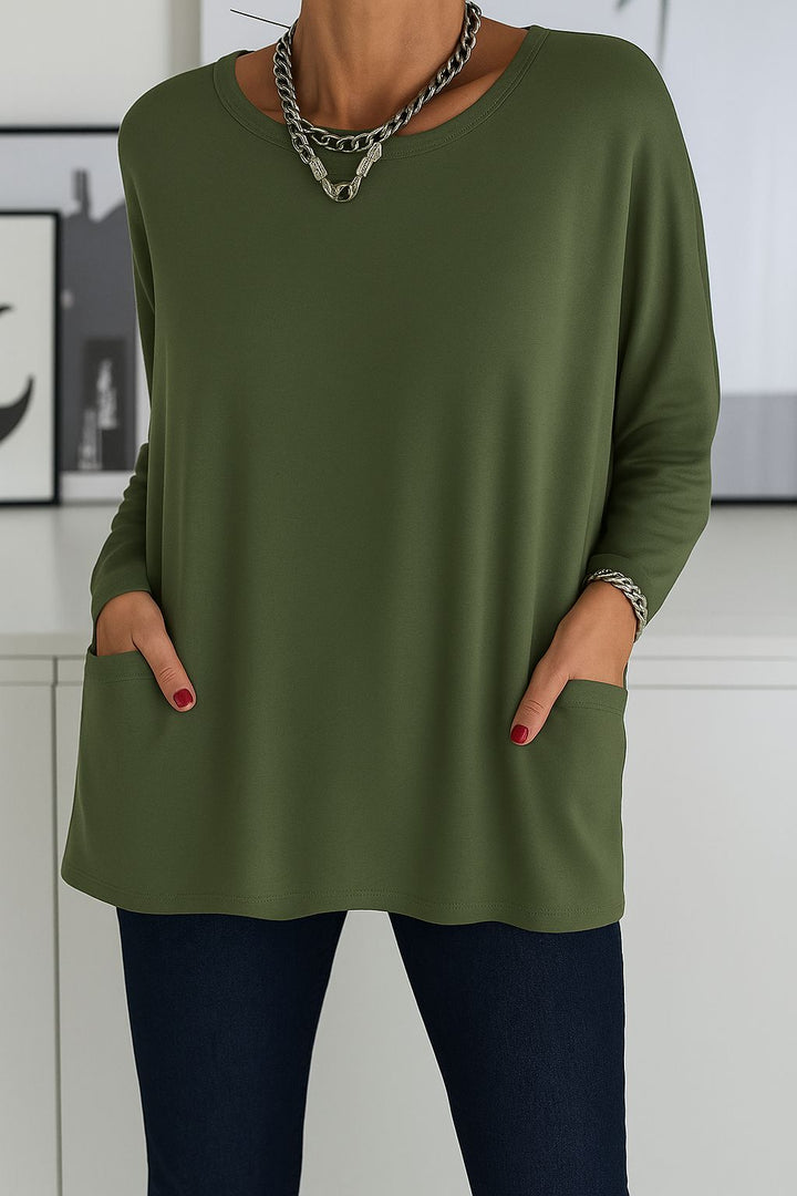 Heliurilda - Oversized Sweater With Round Neck and Pockets