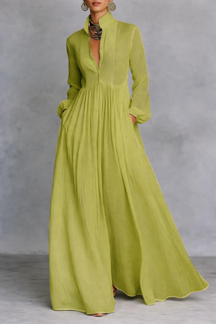 Sheilan - Elegant Maxi Dress With Buttons