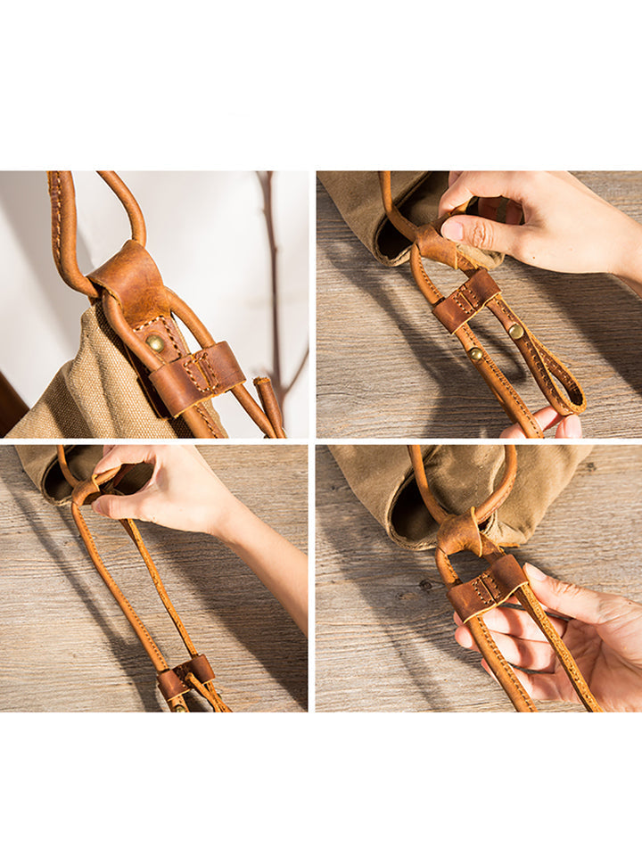 Linnonisa - Canvas And Leather Crossbody Bag