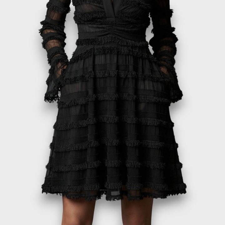 Myla -  Sheer Midi Dress with Fringe