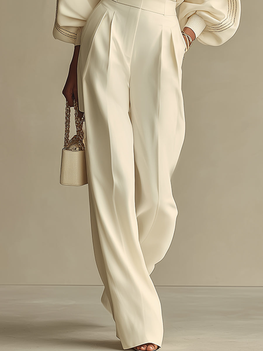 Kataretuta - Knit Set with Wide Leg Trousers