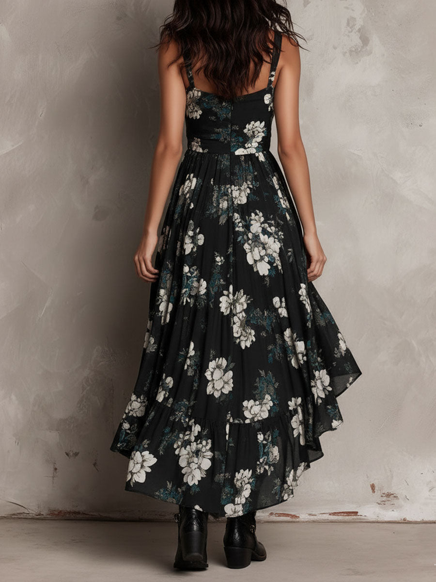 Meza - Strapless Maxi Dress With Bohemian Floral Print