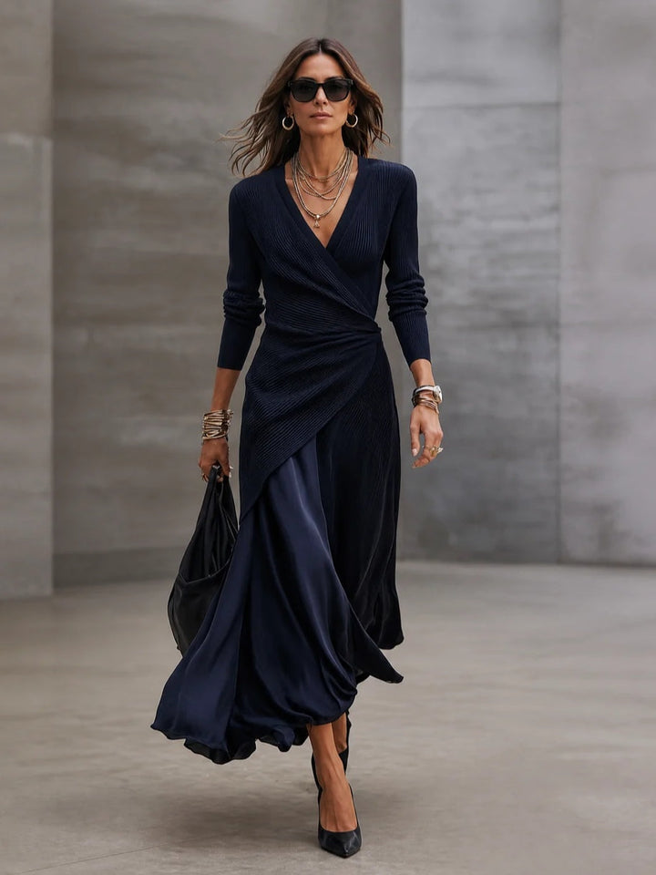 Solelle - Elegant V-Neck Maxi Dress
