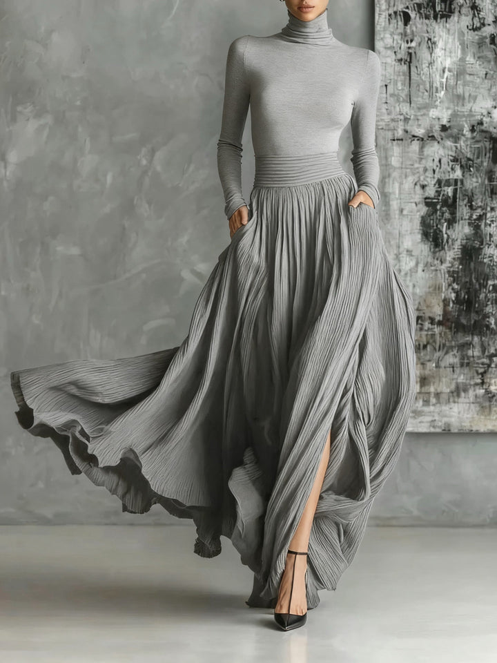 Keziah - Elegant Pleated Long Dress