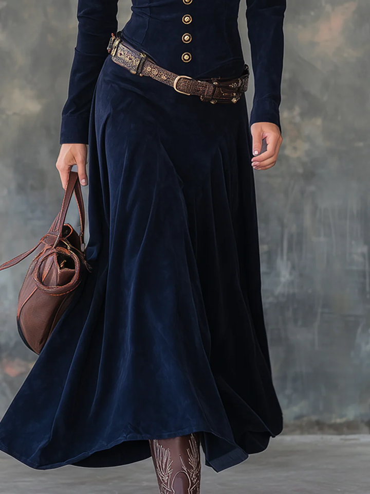 Jelissa - Suede Maxi Dress With Slit